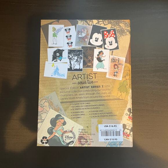 Disney Store Note Cards Exclusive Artist Series 2 Collection Tinkerbell - Picture 2 of 4